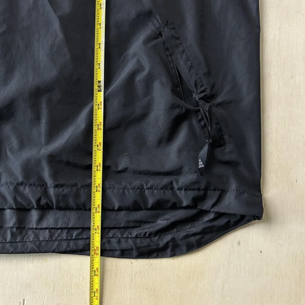 Vintage Adidas Windbreaker Jacket Mens XL Black Hooded 1/4 Zip Pullover Running